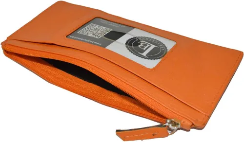 Miniatura 5 de Leatherboss - Funda para tarjetas todo en uno, cartera delgada con correa de protección para tarjetas, Naranja, Compacto
