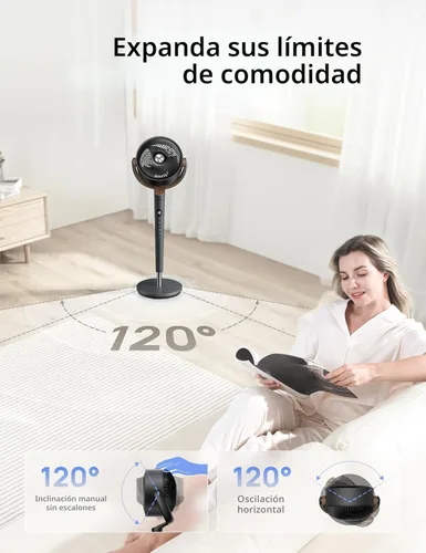 Miniatura 5 de Dreo - Ventilador de pie oscilante de 120°, silencioso, de pedestal de 85 pies, 8 velocidades, 3 modos, 20 dB, vertical manual de 120°, altura Gris