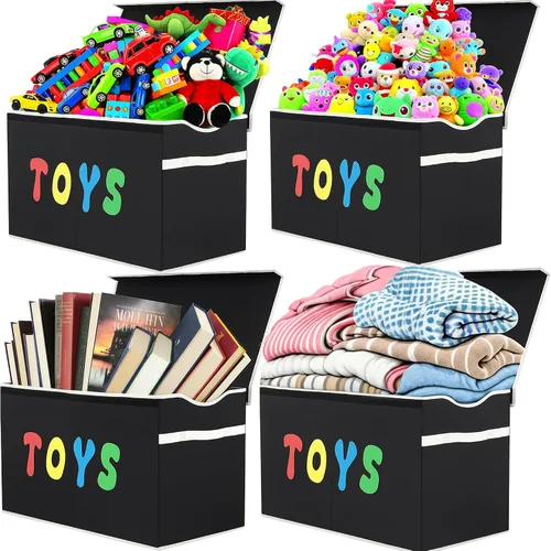 Miniatura 2 de YOLOXO Caja de Juguetes Cofre, Contenedores de Almacenamiento Plegables Resistentes con Tapas, Cajas Organizadoras de Almacenamiento de Juguetes