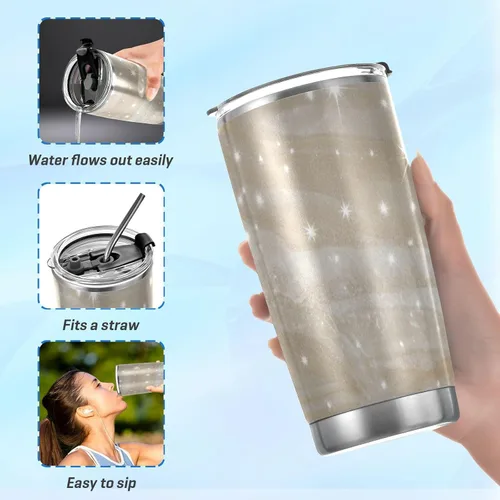 Miniatura 6 de Fake Glitter Marble White Stainless Steel bottle with straw with Lid and Straw leak proof coffee travel mug for travel leakproof vacuum insulated