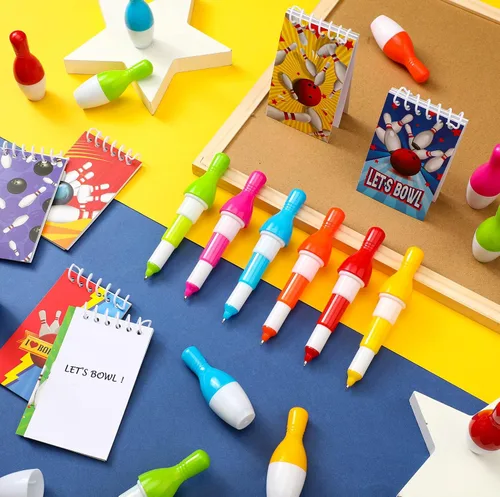 Miniatura 2 de Kisston 48 recuerdos de fiesta de boliche incluyen 24 mini cuadernos, bloc de notas deportivas y 24 bolígrafos, regalos de bolos para decoración