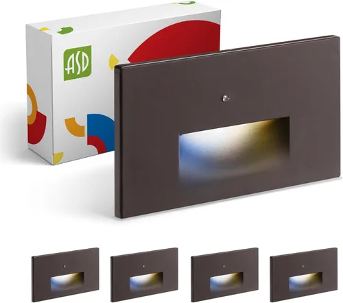 ASD Luminaria LED empotrada para escalones, iluminación de pasarela al aire libre de atardecer a amanecer | 3CCT, fotocélula, resistente al agua,