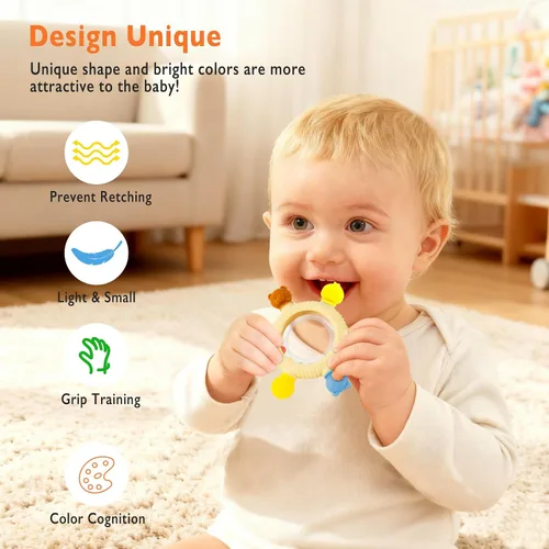Miniatura 3 de Juguetes de dentición para bebés de 0 a 6 a 12 meses, mordedores de silicona para bebés, juguete sensorial seguro para el congelador, juguete