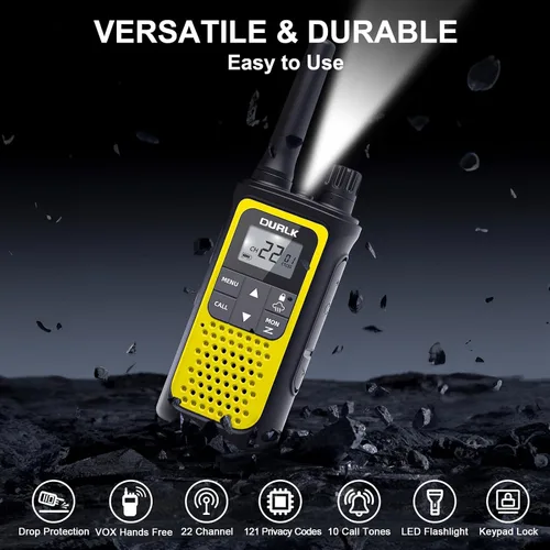 Miniatura 5 de Walkie Talkies recargables de largo alcance, paquete de 4 Walkie Talkies para adultos NOAA con alerta meteorológica, radio de 2 vías de 22 canales