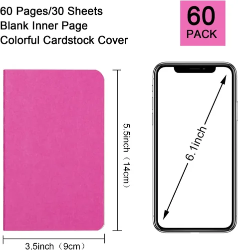 Miniatura 2 de Paquete de 60 Mini Cuadernos de 3.5 x 5.5 Pulgadas, Mini Diarios Blocs de Notas para Niños, Juego de Cuadernos de Bolsillo Pequeño, 12 Colores Para