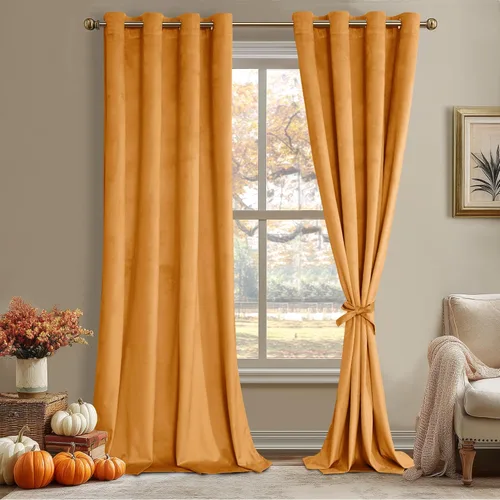 Miniatura 132 de JIUZHEN - Cortinas de terciopelo gris de 63 pulgadas opacas para sala de estar - Cortinas gruesas de terciopelo con ojales para ventana