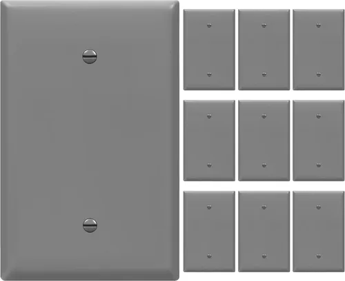 Miniatura 13 de ENERLITES - Placas para pared de dispositivo en blanco, acabado brillante, cubiertas de salida en blanco de tamaño mediano, 1 banda, 4.88 x 3.11