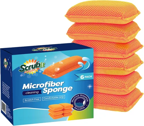 Miniatura 10 de Scrub-It - Esponja de cocina de microfibra Miracle (6 unidades) – Esponjas de limpieza para lavavajillas resistentes a arañazos – Lavable a máquina
