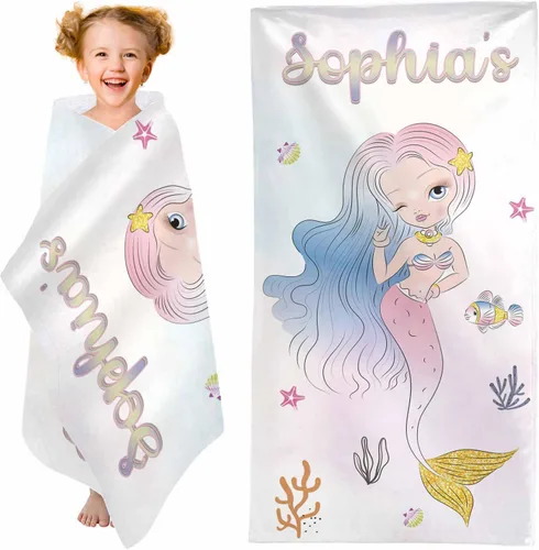 Miniatura 18 de YESCUSTOM Toallas de baño personalizadas con nombre, toallas de playa personalizadas Uniocorn para adultos y niños, microfibra de dibujos animados