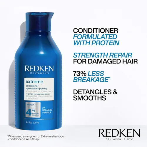 Miniatura 6 de Redken Extreme Shampoo & Conditioner Set For Damaged Hair - Strengthens Hair and Repairs Breakage, Infused With Proteins, 10.1 Fl Oz (Pack of 2)