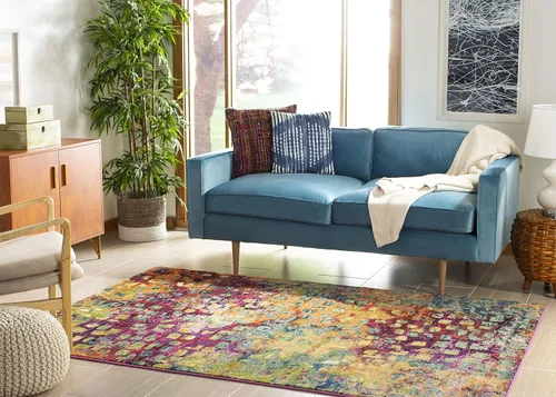 Miniatura 29 de SAFAVIEH colección Monaco MNC225E - Alfombra boho chic con diseño abstracto de acuarela, no suelta pelusa, para sala, habitación, comedor, oficina