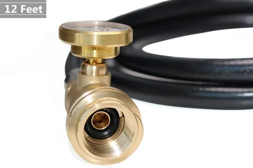 Miniatura 5 de DOZYANT Manguera de propano de 12 pies con medidor, incluye adaptador de tanque que convierte tanque LP POL de 100 libras a QCC1 para parrilla