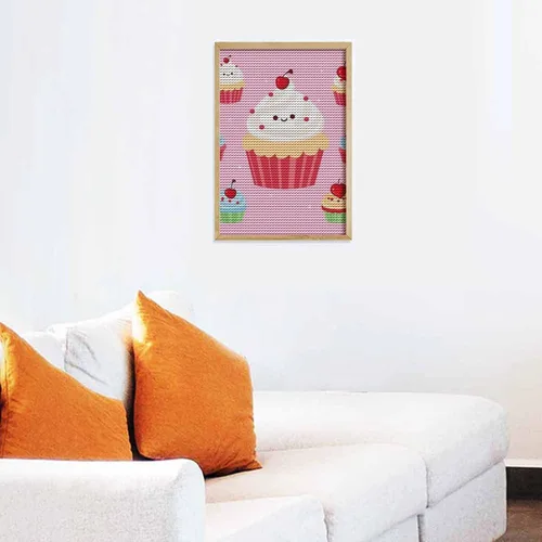 Miniatura 7 de Kits de pintura de diamantes para adultos, lindos cupcakes de taladro completo, pinturas de puntos de diamante, kits de arte de diamantes 5D