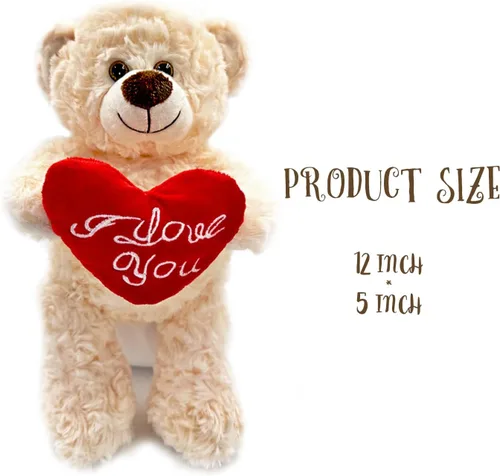 Miniatura 2 de I Love You'' - Oso de peluche blanco con corazón, recuerdo, animales de peluche suaves, lindo oso con corazón para mamá, papá, aniversario, San