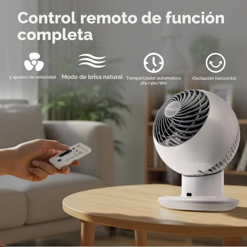 Miniatura 7 de IRIS USA - Ventilador WOOZOO de circulación de aire con control remoto, oscilante, 5 velocidades, distancia máxima de aire de 82 pies, inclinación