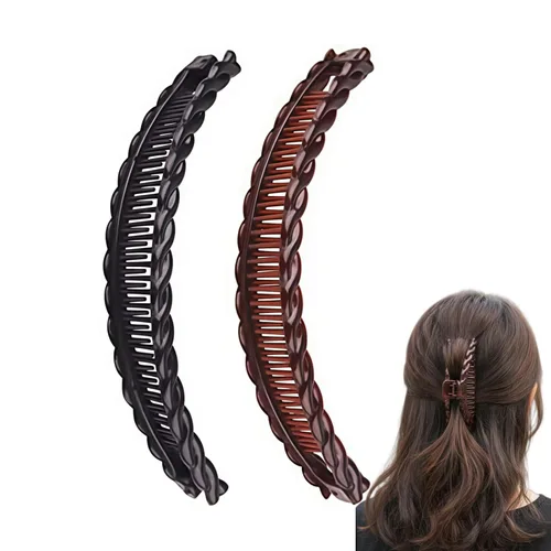 2 pinzas de pelo de plátano para cabello grueso y rizado, pinzas de tortuga negras y marrones, peines clásicos para mujeres y niñas, deslizantes