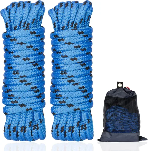 Miniatura 6 de MARINE SYSTEM Cuerdas de Líneas de Muelle de Nylon Trenzado Doble, Línea de Muelle de 3/8 Pulgadas x 15 Pies con Ojal de 12 Pulgadas para Amarrar