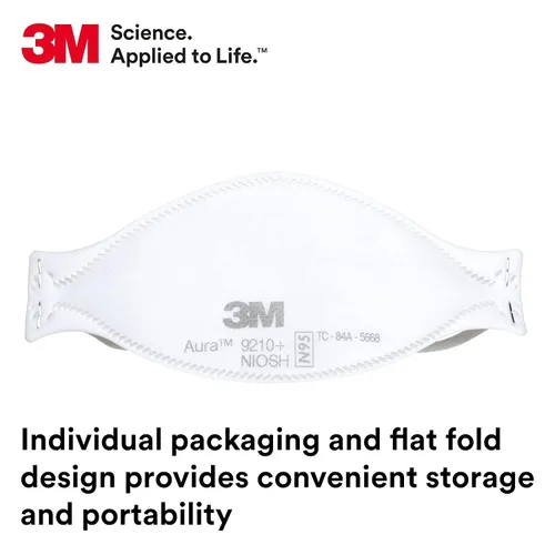Miniatura 4 de 3M Aura - Respirador de partículas 9210+, N95, paquete de 240 respiradores desechables, aprobado por NIOSH, cómodo envuelto individualmente, diseño