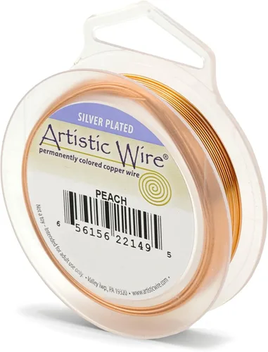 Miniatura 42 de Artistic Wire, alambre para manualidades de calibre 22 bañado en plata, resistente a las manchas, color cobre, blanco, 9,1 m