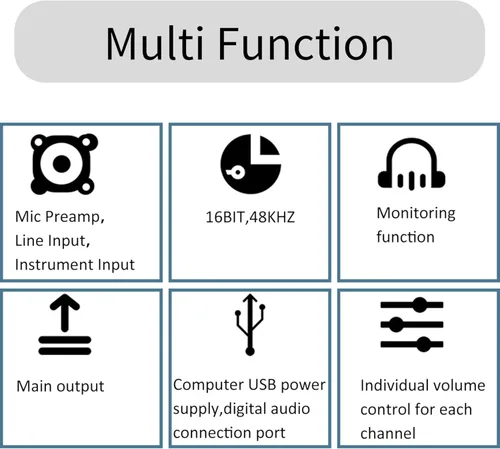 Miniatura 2 de Mini mezclador de audio, 2 canales USB portátil con tarjeta de sonido en vivo, sistema de consola con alimentación fantasma de 48 V, mezclador DJ
