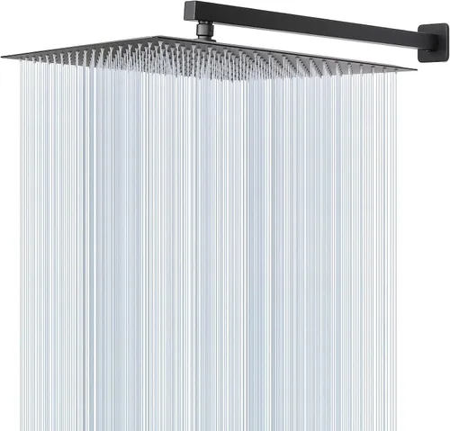 Miniatura 11 de Cabezal de regadera con brazo extensible, alta presión, cuadrado, con brazo para regadera, acero inoxidable, tipo lluvia, cascada, cobertura de Cromo