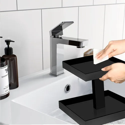Miniatura 5 de YAGELI Organizador de Perfumes Negro para Hombres - Estante Organizador de Colonias Acrílico de 2 Niveles para Hombres, Almacenamiento de Tocador