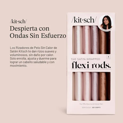 Miniatura 2 de Kitsch Rizadores de Cabello de Satén Sin Calor – Rizadores de Cabello Sin Calor para Dormir y Obtener Rizos Durante la Noche – Varillas Rizadoras