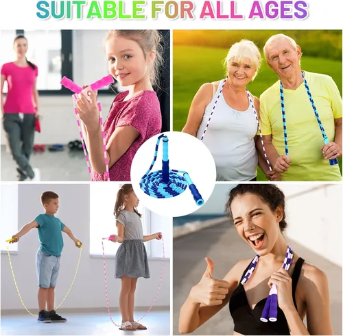 Miniatura 6 de Yunsailing Paquete de 20 cuerdas de saltar para adultos y niños, 9.2 pies de longitud ajustable, cuerda de saltar segmentada libre a granel, cuerdas