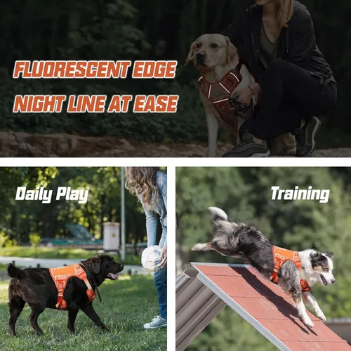 Miniatura 6 de AUROTH Arnés táctico para perros grandes, sin tirones, ajustable, reflectante, K27, entrenamiento de trabajo, chaleco para mascotas, arnés