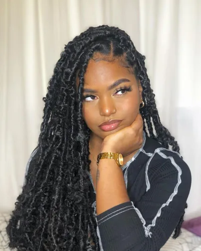 Miniatura 65 de ZRQ Butterfly Locs Cabello de Ganchillo Corto 6 Paquetes Negro Cabello Bob de Ganchillo 8 Pulgadas Locs Sintéticos Desordenados Desgastados Trenzas