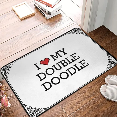 Alfombra de puerta delantera para exteriores, con texto en inglés "I Love My Doodle, Doors for House Beer Decor (Color Color: Color, Tamaño: 40X60CM)