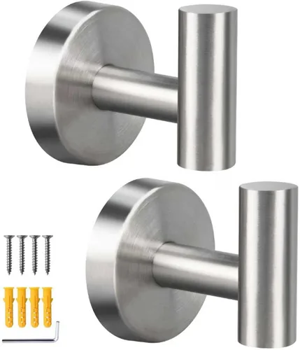 Miniatura 10 de Mdvora Paquete de 2 ganchos dorados cepillados, ganchos de baño de acero inoxidable SUS304 para dormitorio, cocina, hotel, oficina