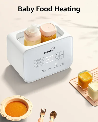 Miniatura 5 de Calentador de biberones para bebé, Grownsy 8 en 1 calentador de leche rápido con temporizador para leche materna o fórmula, se ajusta a 2 biberones