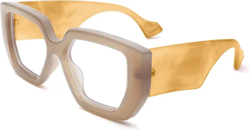Miniatura 8 de Hycredi Gafas de luz azul de marco grueso para mujeres y hombres, anteojos cuadrados de gran tamaño para juegos de computadora con lente transparente