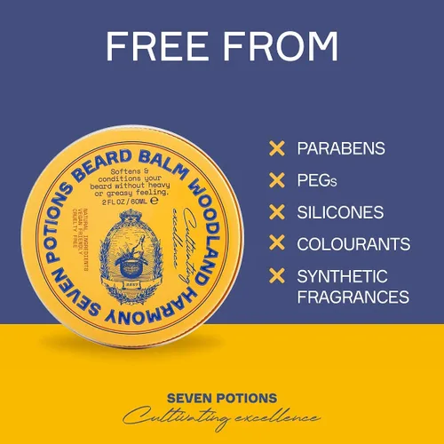 Miniatura 4 de Seven Potions Bálsamo para barba de 2 onzas. Suavizante de barba 100% natural con aceite de jojoba. Hace que tu barba sea suave, detiene la picazón