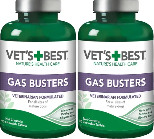 Miniatura 10 de Vet's Best Gas Busters - Suplementos para perros, gases, hinchazón, alivio del estreñimiento y ayuda a la digestión para perros, 90 tabletas