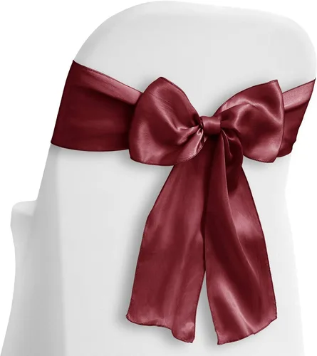 Miniatura 4 de Lann's Linens - 10 elegantes lazos de satén para fundas de silla de boda/fiesta - Banda con lazo para el respaldo de la silla - Negro