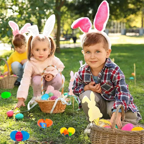 Miniatura 7 de 100 huevos de Pascua rellenos con juguetes novedosos, colores brillantes para cestas de Pascua, recuerdos de fiesta de Pascua y caza