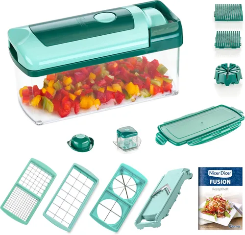Genius Cortador de verduras y frutas de plástico, plástico, verde menta, 10.4 x 4.5 x 5.7 in