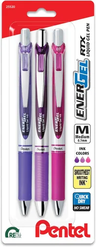 Miniatura 10 de Pentel EnerGel RTX - Bolígrafo retráctil de gel líquido, Cambio de Tono, 0.7mm, Tinta Sépia, Marrón y Borgoña, Paquete de 3 Bolígrafos (BL77CHABP3M)