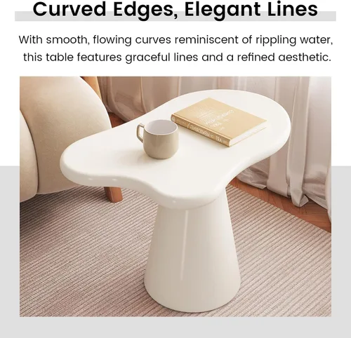 Miniatura 5 de Mesa auxiliar de forma irregular, mesa de cóctel moderna para sala de estar de espacio pequeño, mesa auxiliar con base de pedestal cónica, altura