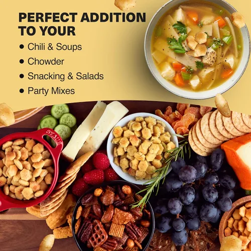 Miniatura 3 de Wicked Minis - Galletas de sopa y ostras, mini sopa inflada con sabor salado y salada, mezcla de aperitivos salados, adornos para ensalada