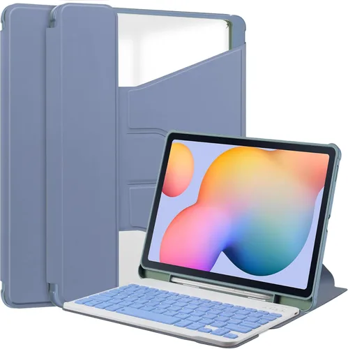 kaidisen Funda con teclado giratorio 360º para Galaxy Tab S6 Lite de 10.4 pulgadas, soporte vertical magnético desmontable teclado delgado Folio
