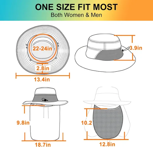 Miniatura 6 de Surblue Sombrero de pesca con solapa para el cuello, protección UV, protección UV, UPF50+