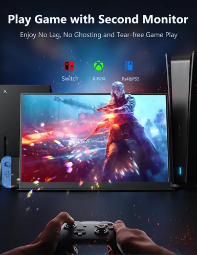Miniatura 7 de MAGICRAVEN Monitor portátil de 14 pulgadas 2160 x 1440P IPS para laptop, doble USB C HDMI segunda pantalla de computadora, pantalla de juegos con 2