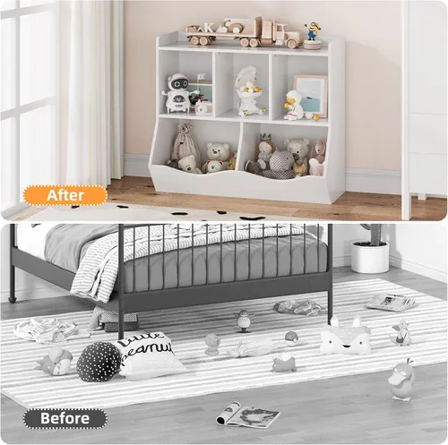 Miniatura 9 de GAOMON Estantería de juguetes y estantería para niños y niñas, estante múltiple con organizador de cubos para almacenamiento de libros y juguetes