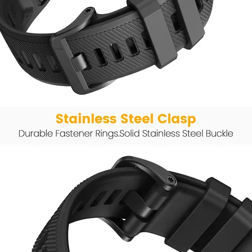 Miniatura 5 de ANCOOL Correa de reloj Garmin S62/Forerunner 945/955/965/970, banda de silicona de 0.866 pulgadas para Fenix 8 de 1.772 pulgadas, Fenix 7/6/5, Negro