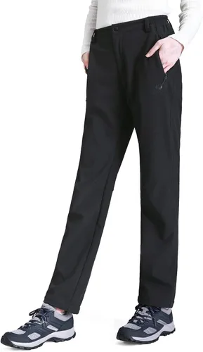 Miniatura 2 de GOLDEN CAMEL Pantalones de senderismo Softshell para mujer, impermeables, resistentes al viento, pantalones de esquí de invierno con forro polar