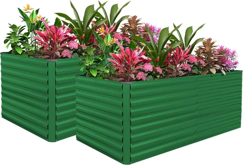 Miniatura 33 de Cama de jardín elevada con enrejado de arco para plantas trepadoras, cama de jardín elevada galvanizada, jardineras al aire libre para verduras