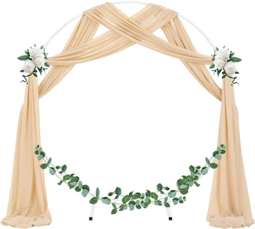 Miniatura 2 de Socomi 2 paneles de tela para arco de boda, 29 x 19 pies, cortinas de gasa transparente color champán, 6 yardas para decoración de boda, ceremonia